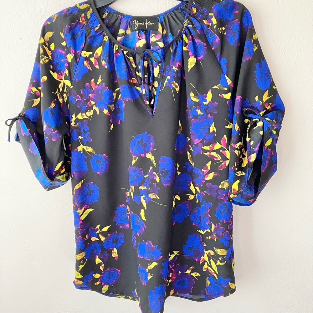 Yumi Kim Joey Midnight Floral Carnation Peasant Blouse Top